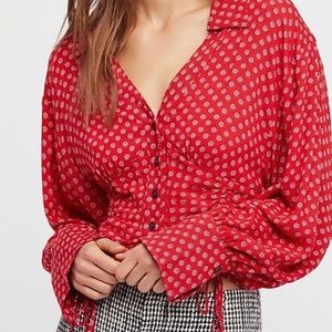FREE PEOPLE Printed Blouse Cherry Combo XS